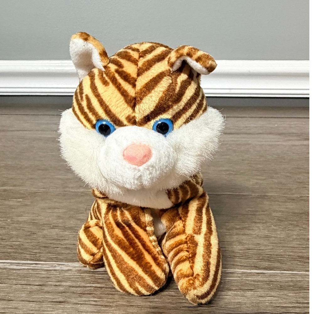 CAP Tiger Plush Stuffed Animal Brown Striped Blue Eyes‎ 5.5" Vintage 32545